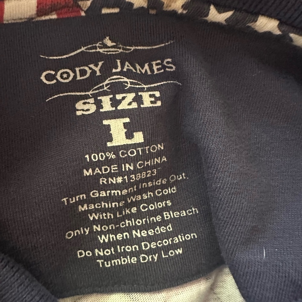 Men’s pre own as is Cody James size L large American flag polo cotton shirt - Picture 2 of 3